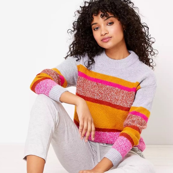 Loft Lou & Grey Multi stripe pink sweater NEW - Picture 1 of 3